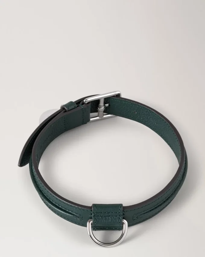 Medium hundhalsband i läder, Mulberry Green, små klassiska strukturer Medium hundhalsband i läder, Mulberry Green, små klassiska strukturer