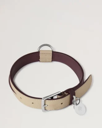 Medium läderhalsband Dune & Oxblood Small Classic Grain Medium läderhalsband Dune & Oxblood Small Classic Grain