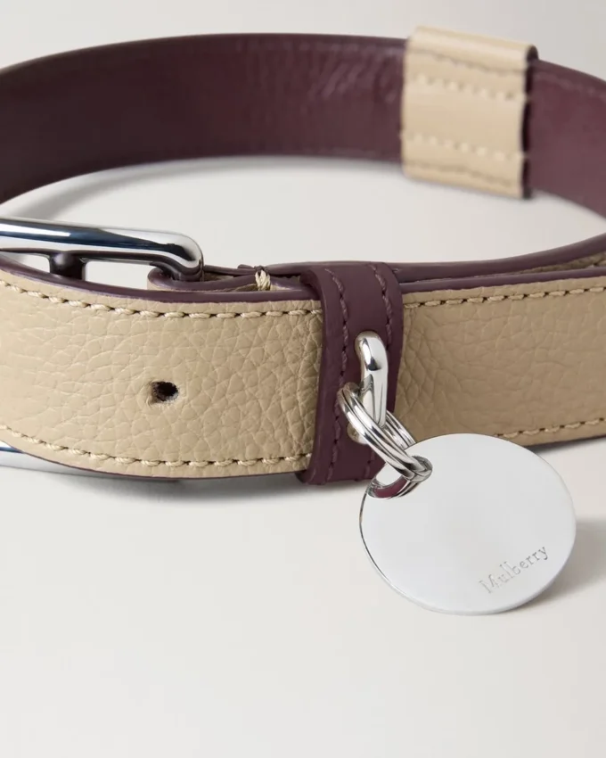 Medium läderhalsband Dune & Oxblood Small Classic Grain Medium läderhalsband Dune & Oxblood Small Classic Grain