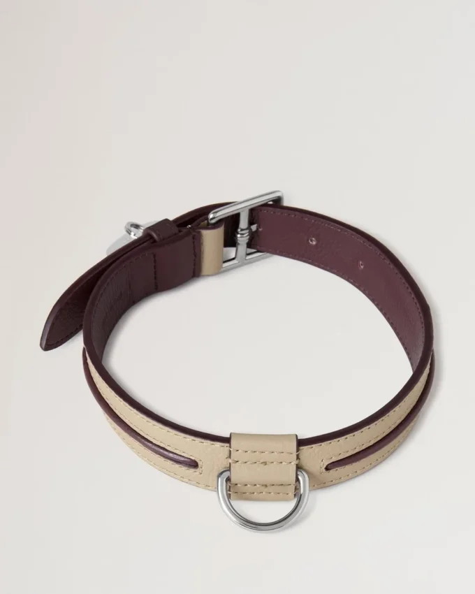 Medium läderhalsband Dune & Oxblood Small Classic Grain Medium läderhalsband Dune & Oxblood Small Classic Grain