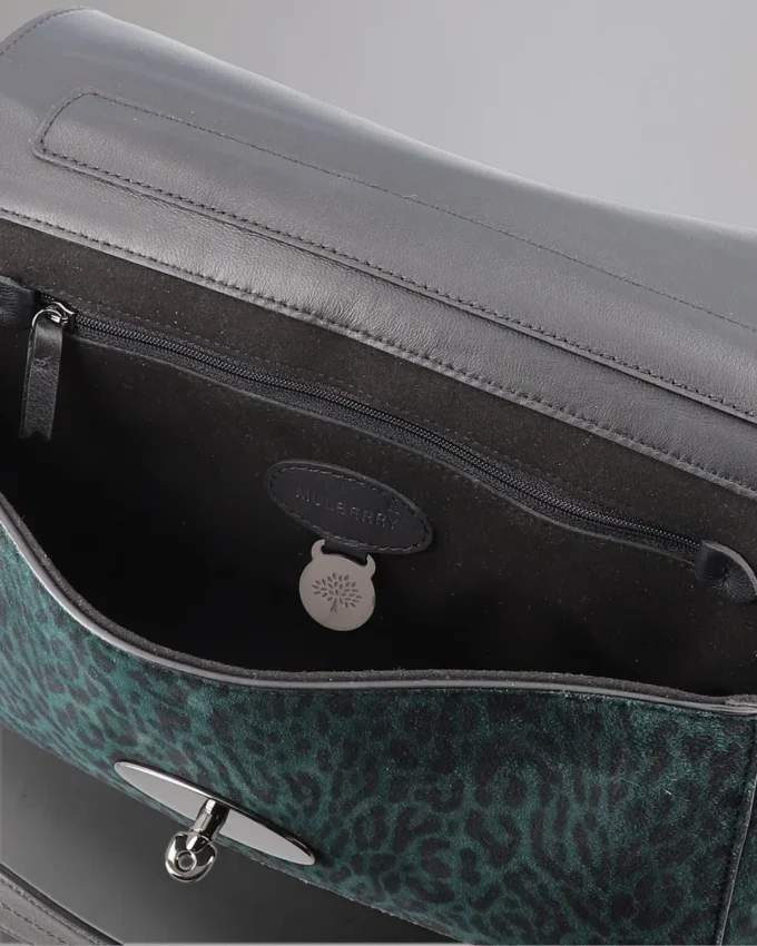 Medium Lily Top Handle Begagnad Mulberry Green & Svart Leopardmönstrad Mocka Medium Lily Top Handle Begagnad Mulberry Green & Svart Leopardmönstrad Mocka