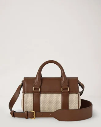 Mini Bayswater Ecru & Bright Oak Raffia & läderkant
