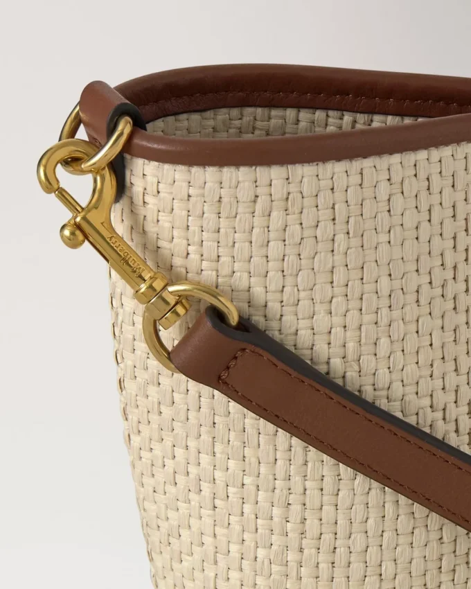 Mini Bayswater Tote Ecru & Bright Oak Raffia & läderkant