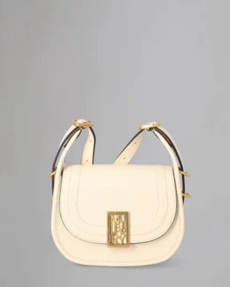 Mini Sadie Satchel Begagnad äggskalsfärgad högblank läder