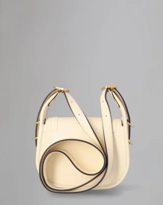 Mini Sadie Satchel Begagnad äggskalsfärgad högblank läder