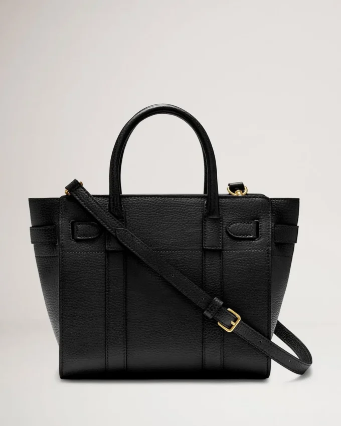 Mini Zipped Bayswater Svart Liten klassisk kornstruktur
