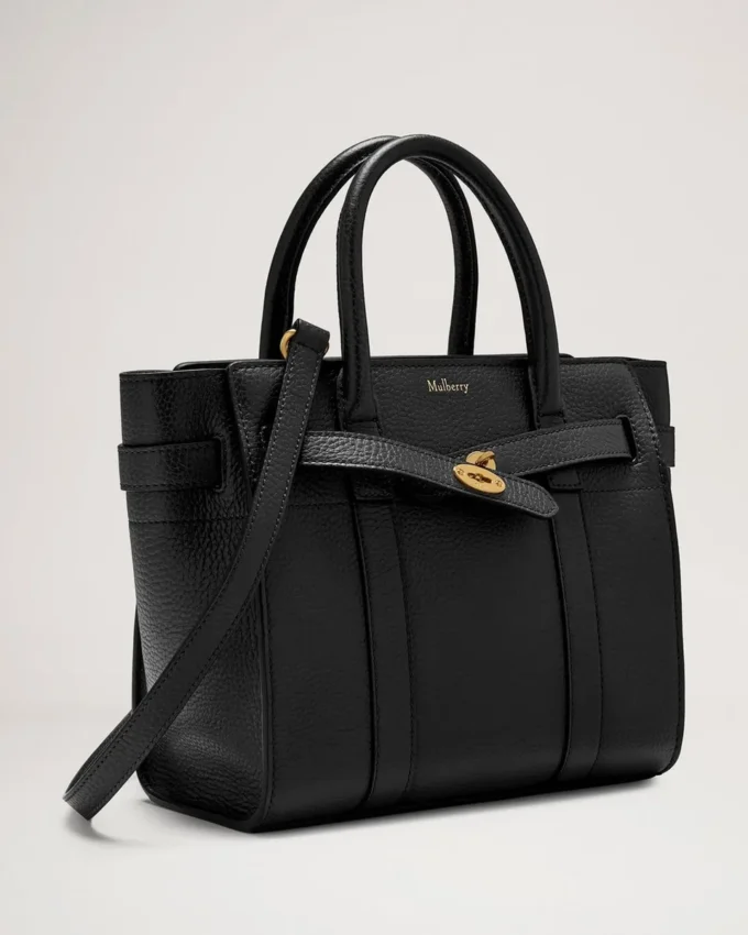 Mini Zipped Bayswater Svart Liten klassisk kornstruktur