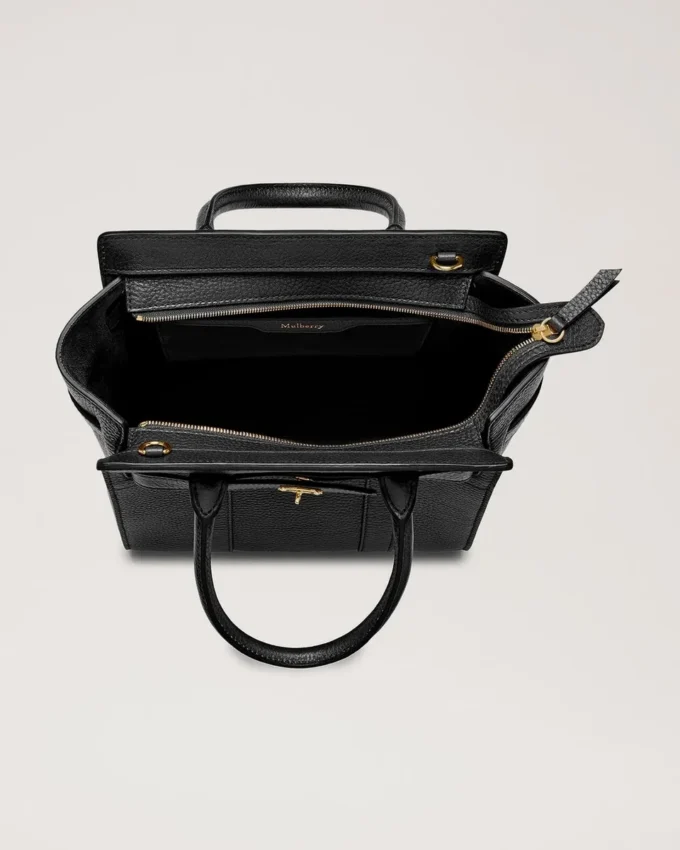 Mini Zipped Bayswater Svart Liten klassisk kornstruktur