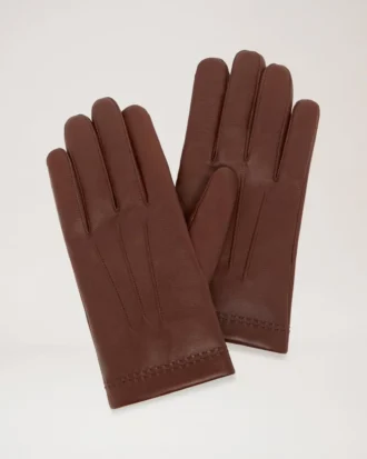 Mjuk nappahandskar för män Bruna släta nappahandskar, halsdukar och mössor Mjuk nappahandskar för män Bruna släta nappahandskar, halsdukar och mössor