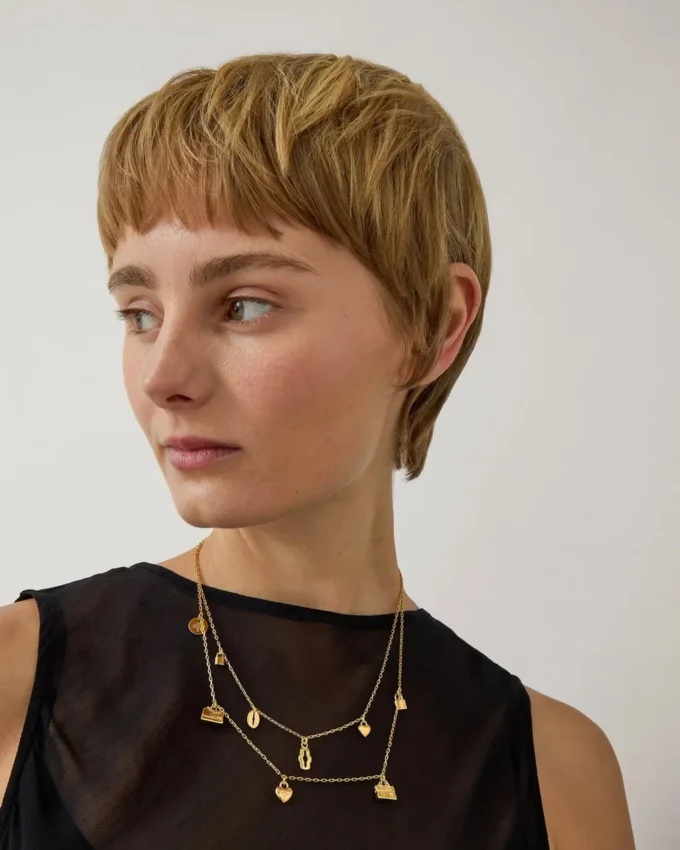 Mulberry charmhalsband i guldpläterad mässing för kvinnor