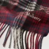 Mulberry Heritage rutig halsduk i marinblått och Lancaster-rött, merinoull