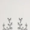 Mulberry Leaf Hoop Earrings Silver Sterling Silver
