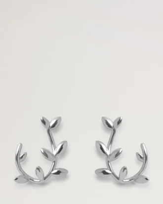 Mulberry Leaf Hoop Earrings Silver Sterling Silver Mulberry Leaf Hoop Earrings Silver Sterling Silver