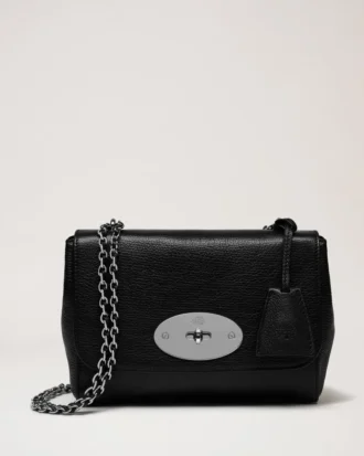 Mulberry Lily i svart glansigt getskinn med silverfärgade detaljer