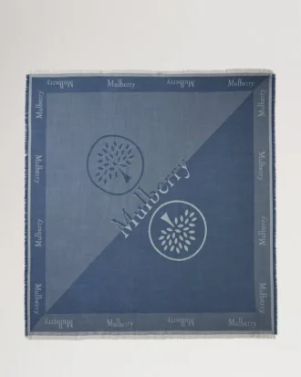 Mulberry-logotyp, fyrkantig, denimblå, blandmaterial, herr Mulberry-logotyp, fyrkantig, denimblå, blandmaterial, herr