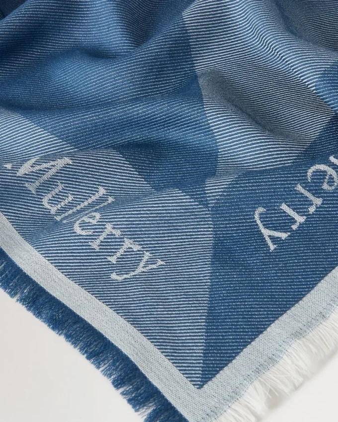 Mulberry-logotyp, fyrkantig, denimblå, blandmaterial, herr Mulberry-logotyp, fyrkantig, denimblå, blandmaterial, herr