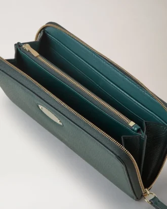 Mulberry-plakett 8 kreditkort med dragkedja Mulberry Green Small Classic Grain