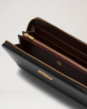 Mulberry-plakett 8 kreditkort med dragkedja Svart Liten klassisk struktur