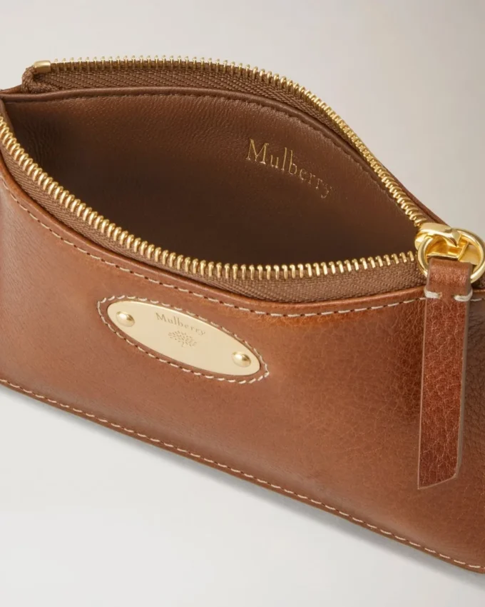 Mulberry-plakett, liten myntpåse med dragkedja, ek, Nvt, dam Mulberry-plakett, liten myntpåse med dragkedja, ek, Nvt, dam