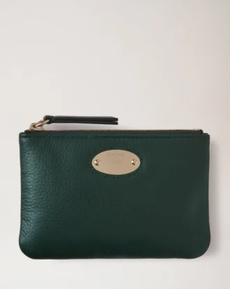 Mulberry-plakett, liten myntpåse med dragkedja, Mulberry Green, liten, klassiskt kornmönster