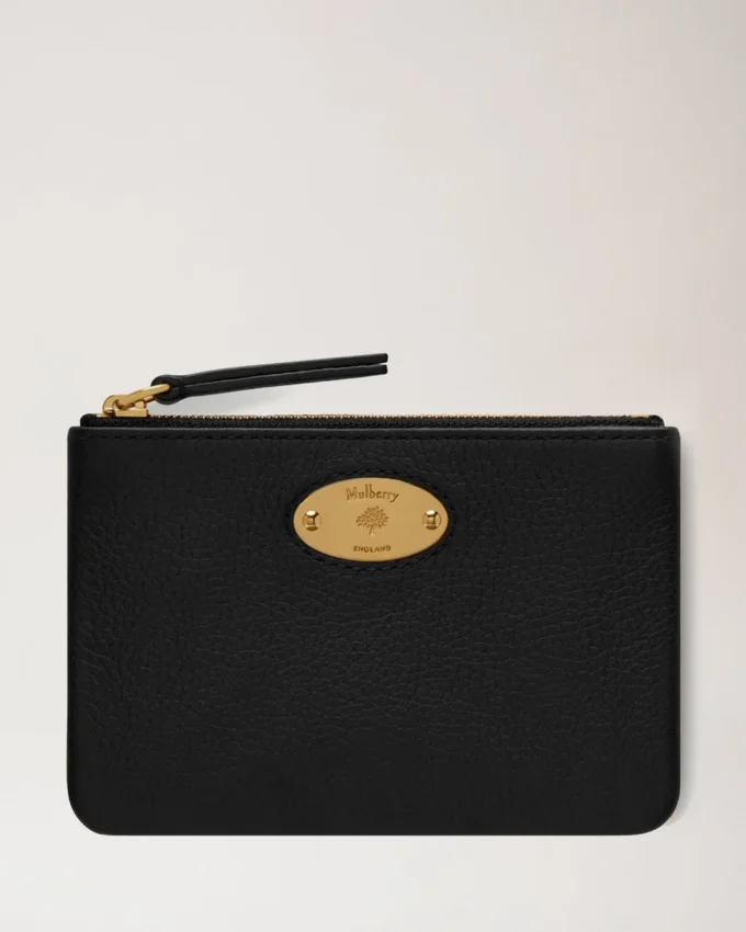 Mulberry-plakett, liten myntpåse med dragkedja, svart, Small Classic Grain Mulberry-plakett, liten myntpåse med dragkedja, svart, Small Classic Grain
