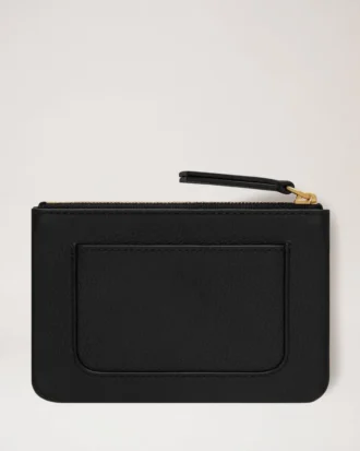 Mulberry-plakett, liten myntpåse med dragkedja, svart, Small Classic Grain