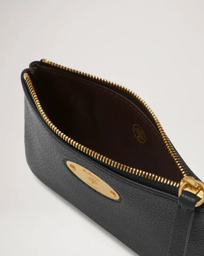 Mulberry-plakett, liten myntpåse med dragkedja, svart, Small Classic Grain Mulberry-plakett, liten myntpåse med dragkedja, svart, Small Classic Grain