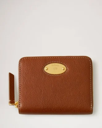 Mulberry-plakett, liten plånbok med dragkedja runt om, ek, Nvt, dam