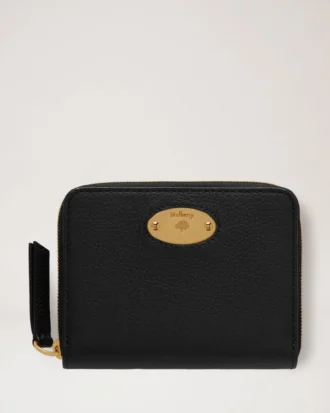 Mulberry-plakett, liten plånbok med dragkedja runt om, svart, liten klassisk struktur