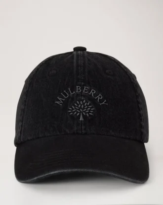 Mulberry Tree-baseballkeps – tvättad svart denim i bomull Mulberry Tree-baseballkeps – tvättad svart denim i bomull