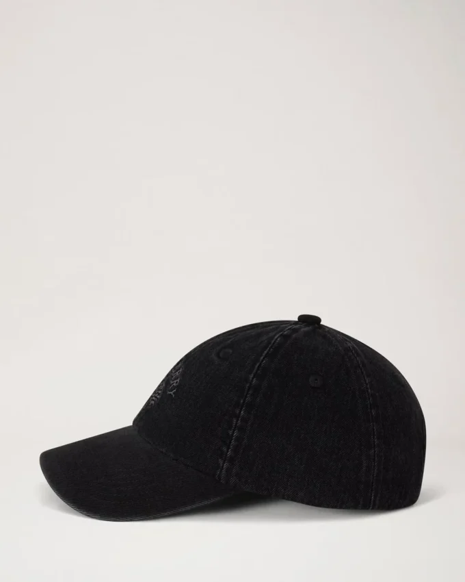 Mulberry Tree-baseballkeps – tvättad svart denim i bomull