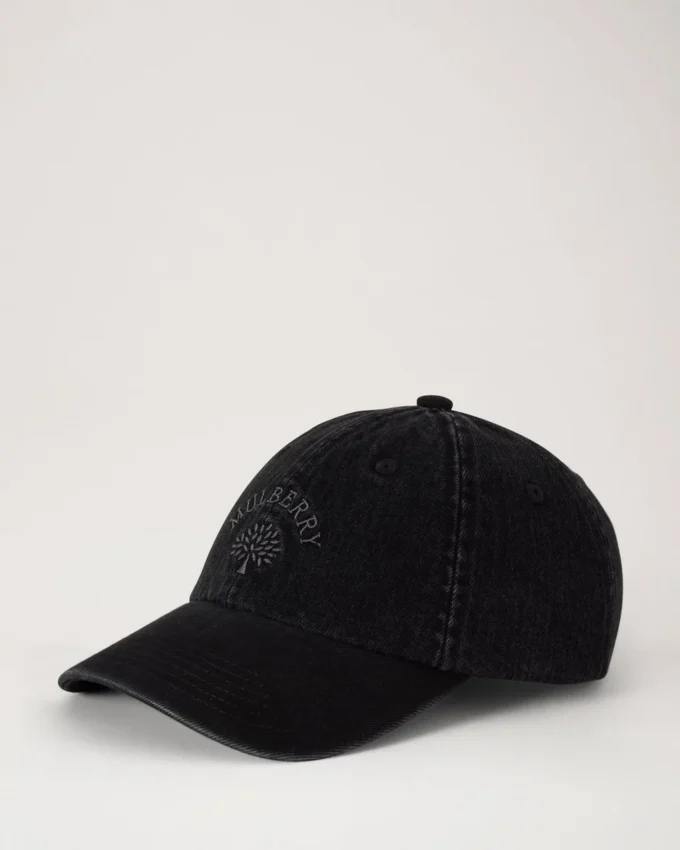 Mulberry Tree-baseballkeps – tvättad svart denim i bomull