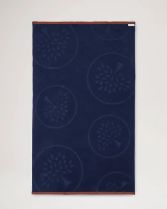 Mulberry Tree Jacquard-handduk i marinblått och teakfärgat bomull