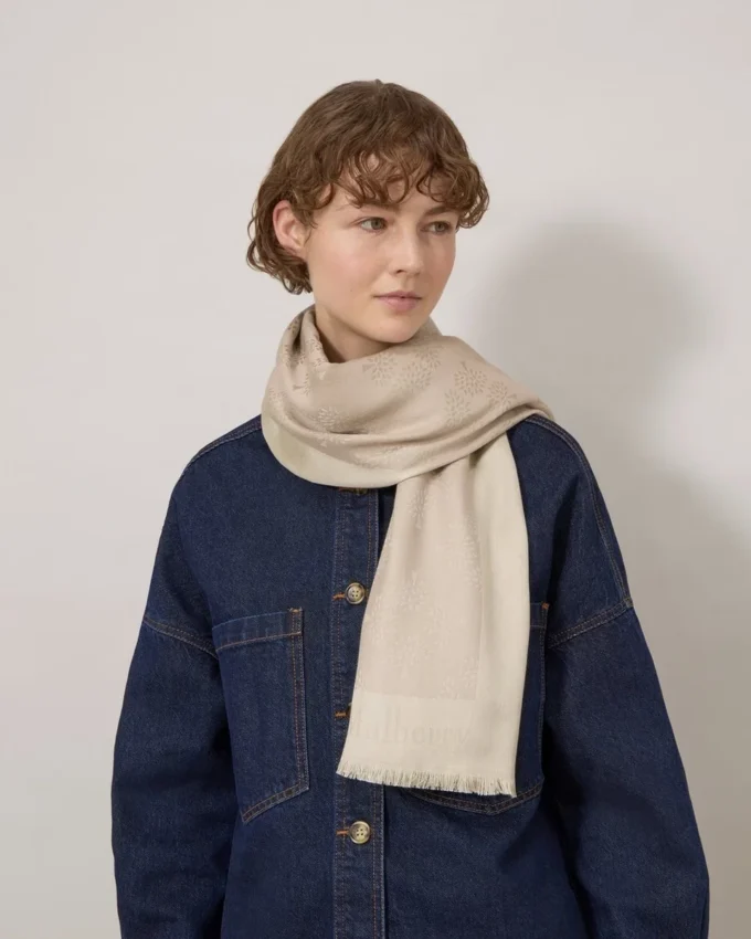 Mulberry Tree Square Cashmere Taupe Bomulls- och sidenblandning