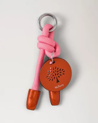 Nyckelring i rep, rosa och korallorange, blandat material