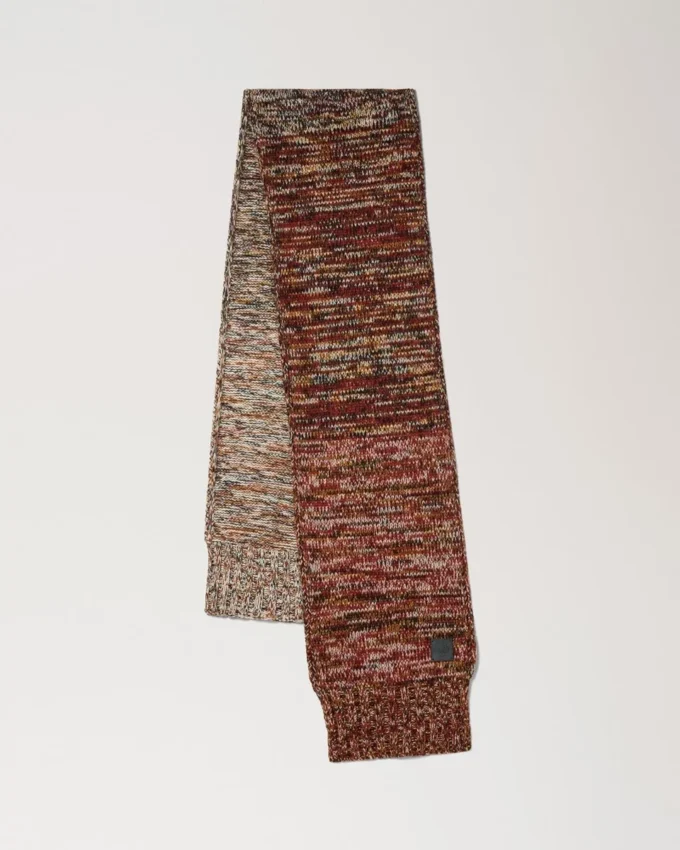 Ombre-scarf i rostfärgat lammull för damer