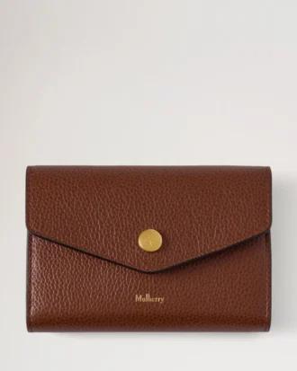 Plånbok med tryckknapp i ek, tvåfärgad, liten, klassisk struktur