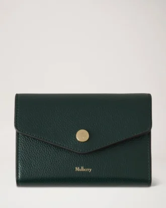 Plånbok med tryckknapp Mulberry Green Small Classic Grain