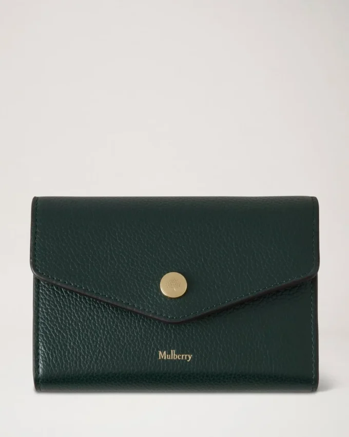 Plånbok med tryckknapp Mulberry Green Small Classic Grain Plånbok med tryckknapp Mulberry Green Small Classic Grain