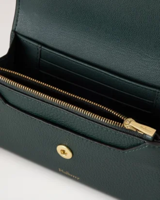 Plånbok med tryckknapp Mulberry Green Small Classic Grain