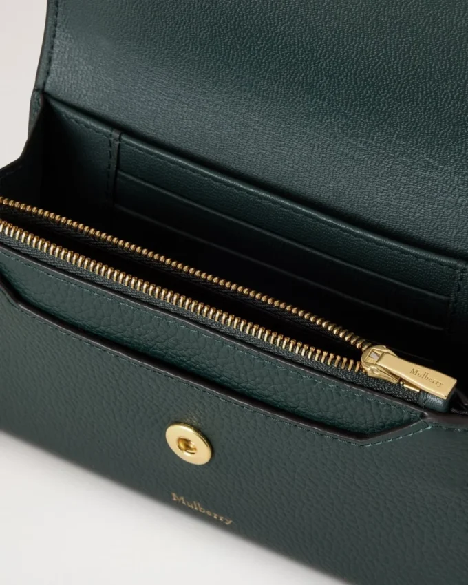 Plånbok med tryckknapp Mulberry Green Small Classic Grain Plånbok med tryckknapp Mulberry Green Small Classic Grain