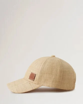 Raffia-baseballkeps i beige raffia för dam