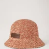 Raffia-buckethat i korallorange och kritvit 100 % pappersraffia Raffia-buckethat i korallorange och kritvit 100 % pappersraffia