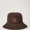 Raffia-buckethat med Mulberry-detaljer i ebenholts 100 % pappersraffia Raffia-buckethat med Mulberry-detaljer i ebenholts 100 % pappersraffia