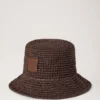 Raffia-buckethat med Mulberry-detaljer i ebenholts 100 % pappersraffia Raffia-buckethat med Mulberry-detaljer i ebenholts 100 % pappersraffia