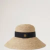 Raffia-solhatt i beige raffia för kvinnor