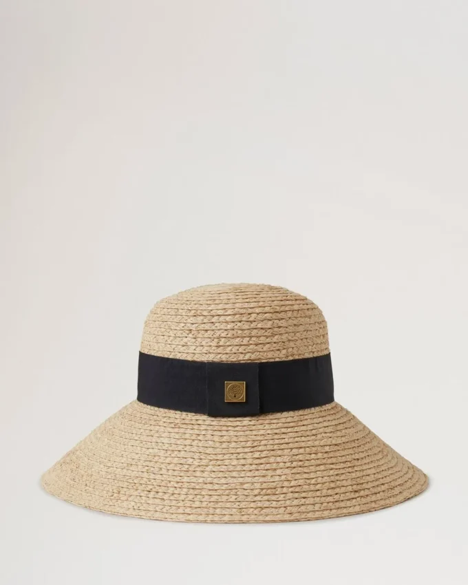 Raffia-solhatt i beige raffia för kvinnor