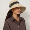 Raffia-solhatt i beige raffia för kvinnor