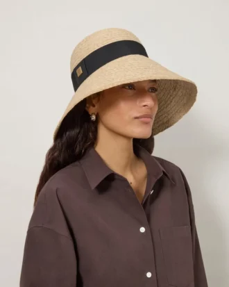 Raffia-solhatt i beige raffia för kvinnor Raffia-solhatt i beige raffia för kvinnor