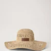 Raffiahatt med bred brätte, beige, 100 % pappersraffia, sommarutgåva
